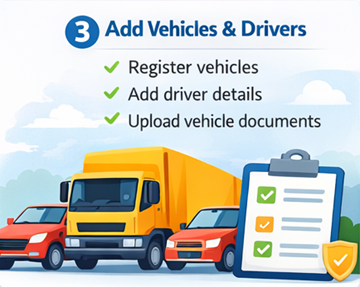 Adição de veículos e motoristas na ExusTrans com capacidade de carga, dimensões do compartimento e status ADR